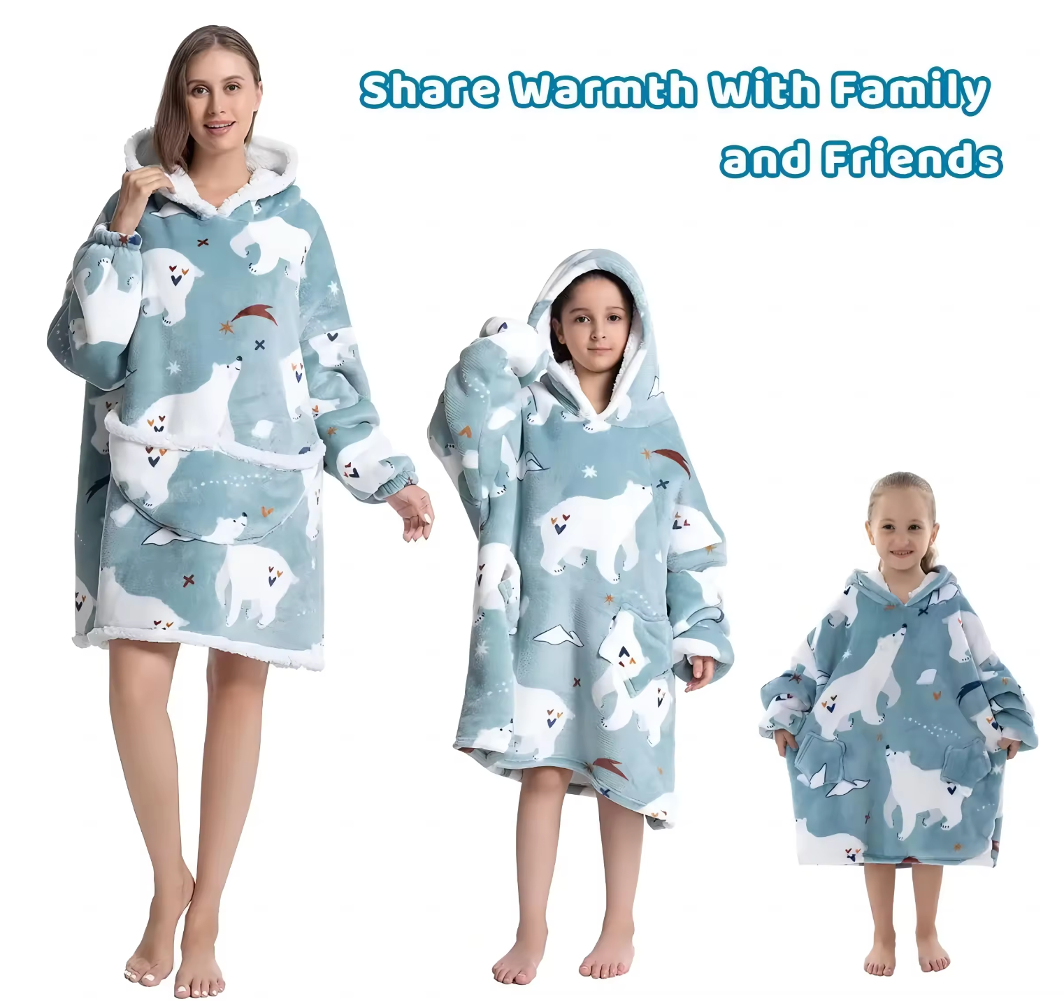 Custom High Quality Unisex Adult and Kids Microfiber Sherpa Fleece Custom Oversized Wearable Hoodie Blanket Hoodie Oversized -  wrapmyphone.com