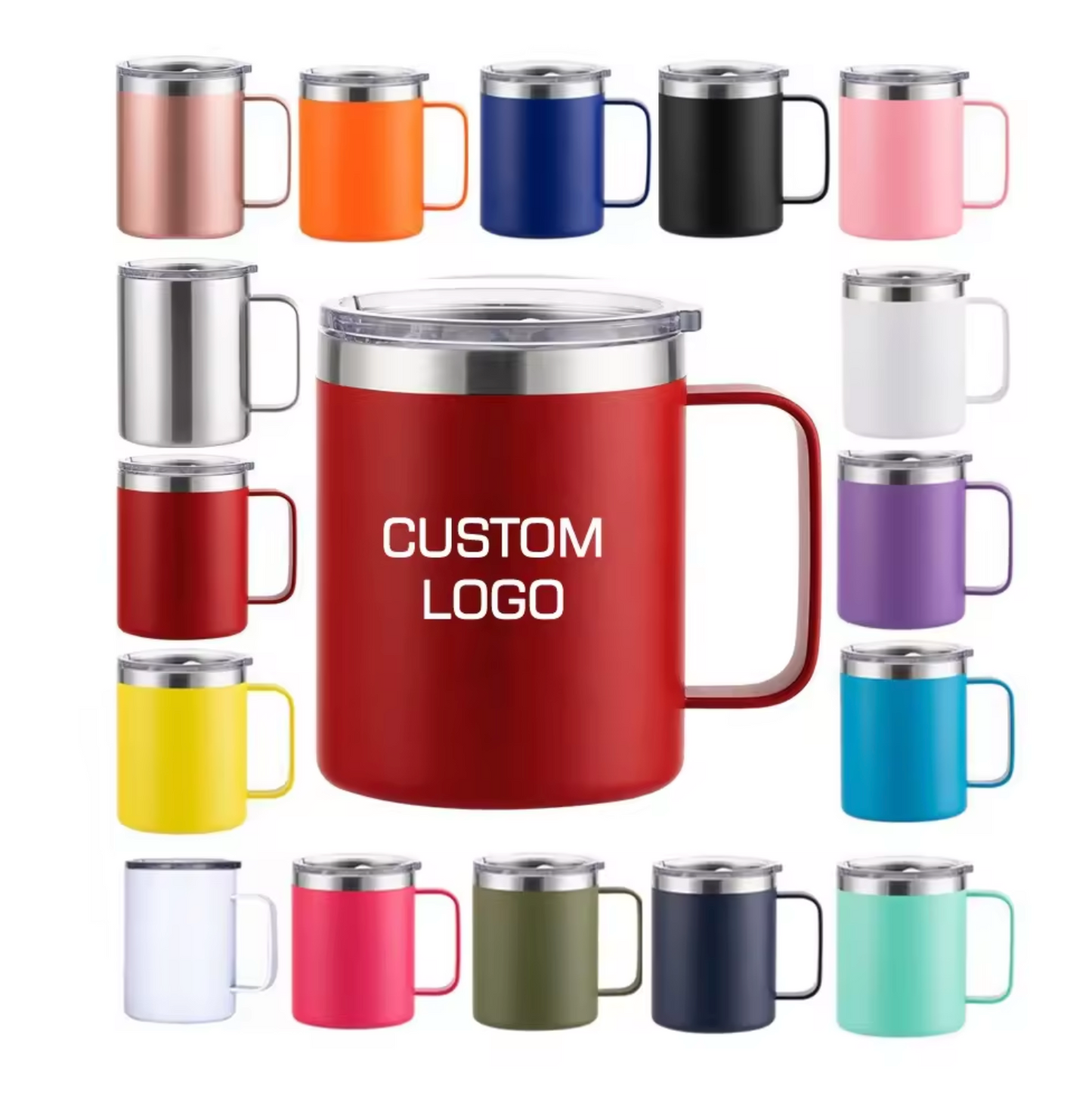 100 Customised Thermal Coffee Mug Logo 12oz  Stainless Steel -  wrapmyphone.com