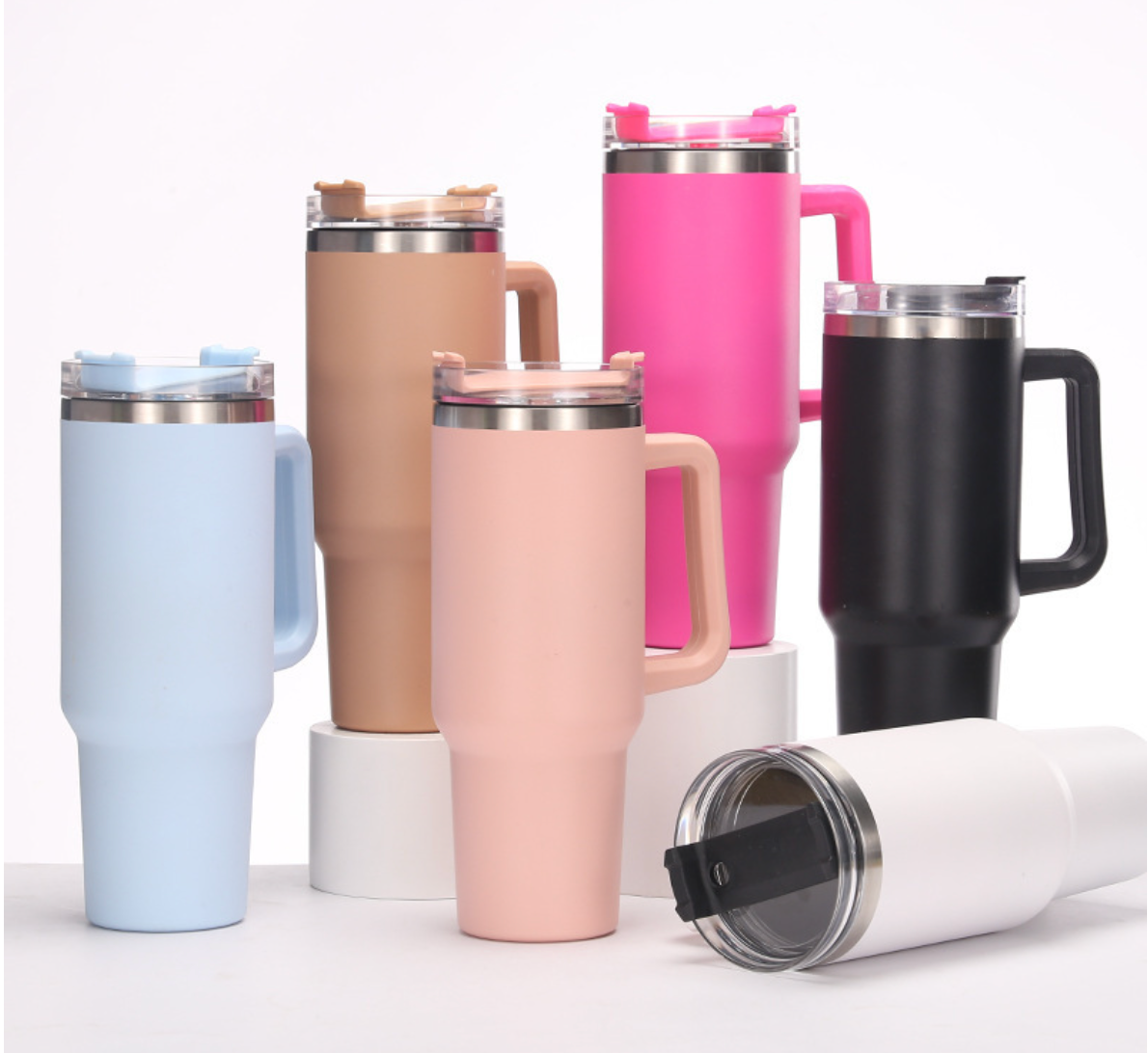 Custom Vacuum Insulated 40oz Quencher Travel Mug Flowstate Stainless Steel Tumbler With Straw And Handle -  wrapmyphone.com